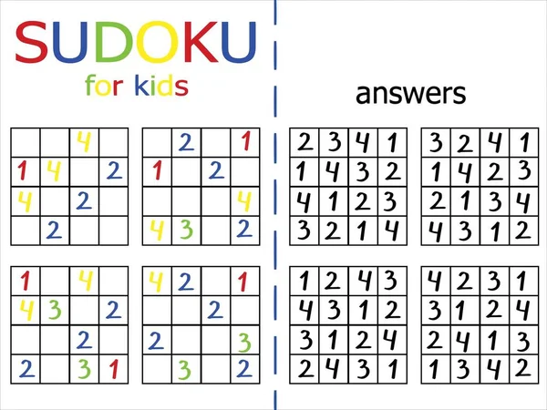 Sudoku Set Van Vier Eenvoudige Spellen Nummer Logische Puzzel Voor — Stockvector