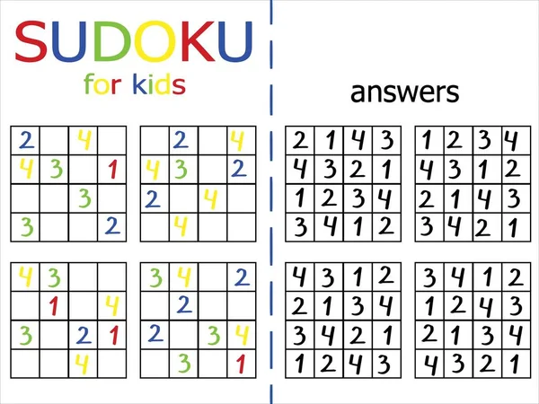Sudoku Voor Kinderen Voorraad Vector Illustratie Set Van Eenvoudige Sudoku — Stockvector
