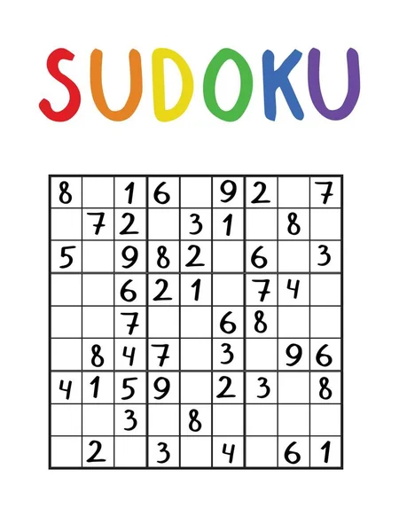 Střední Klasická Sudoku Puzzle Pro Děti Domácí Zábavu Dospělých Číslice — Stockový vektor