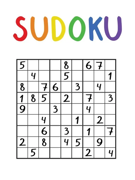 Klassiskt Sudoku Pussel För Barn Och Vuxna Hem Tidsfördriv Teckenspel — Stock vektor
