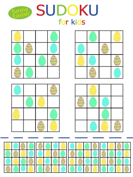Glad Påsk Sudoku Enkla Spel För Barn Semester Tidsfördriv Söta — Stock vektor