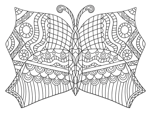 Ornamental Butterfly Coloring Page Stock Vector Illustration Cartoon Butterfly Black — Stock Vector