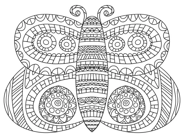 妖精の尾蝶の着色ページのベクトル図 子供や大人のための装飾的な詳細な蝶の印刷可能な着色本のページ エレガンスブラックライン無色のイラスト — ストックベクタ