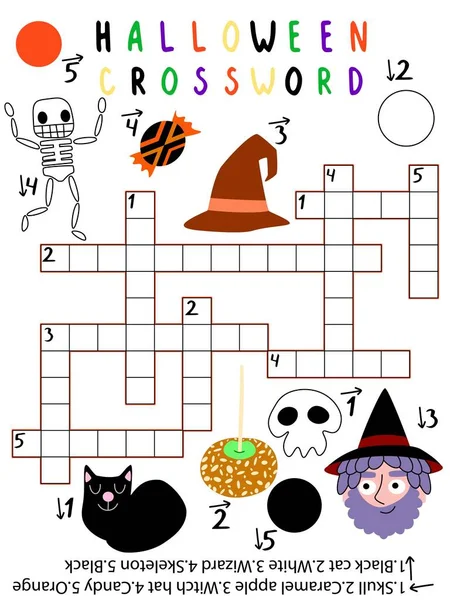 Amusing Halloween Crossword Kids Stock Vector Illustration Ten Word Halloween — Stock Vector