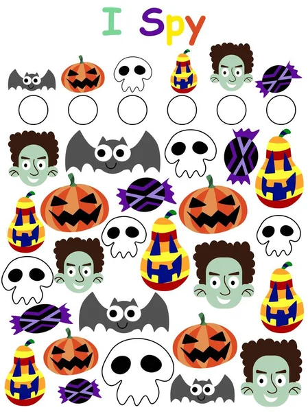 Halloween Juego Espionaje Para Niños Ilustración Vector Stock Contando Todos — Archivo Imágenes Vectoriales