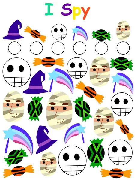 Espío Halloween Niños Juego Stock Vector Ilustración Cuántos Sombreros Bruja — Archivo Imágenes Vectoriales