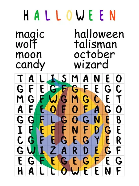 enigma colorido de halloween para pesquisar palavras com