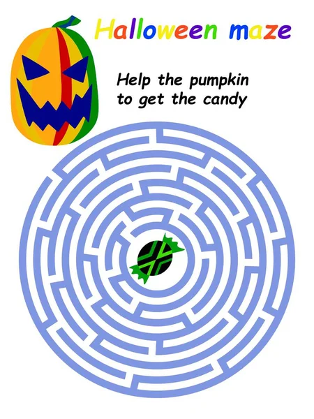 Help Pumpkin Get Candy Halloween Labyrinth Stock Vector Illustration Halloween — Stock Vector