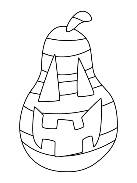为儿童和成人设计的南瓜矢量着色网页之间有趣的笑脸 南瓜插图之间的黑白线条艺术 — 图库矢量图片