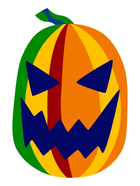 Scary Halloween Scolpito Zucca Colori Profondi Isolato Bianco Stock Illustrazione — Vettoriale Stock