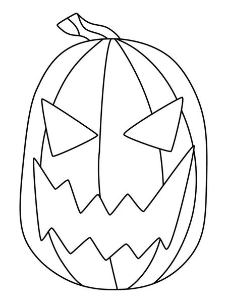 Coloriage Vectoriel Citrouille Halloween Pour Enfants Adultes Contour Noir Isolé — Image vectorielle