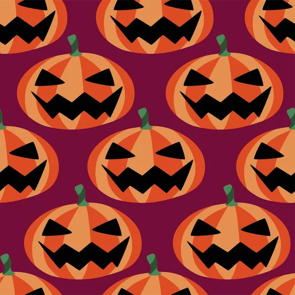 Strašidelné Halloween Dýně Bezešvé Vzor Stock Vektorové Ilustrace Barevné Kreslené — Stockový vektor