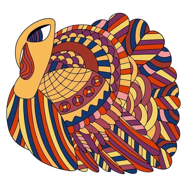Divertente Illustrazione Vettoriale Dello Stock Tacchino Colorifico Ornamentale Variopinto Uccello — Vettoriale Stock