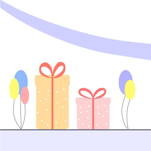 Deux Cadeaux Boules Multicolores Ruban Graphisme Vectoriel — Image vectorielle