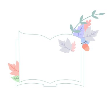 Open book with autumn leaves, a vector graphics clipart