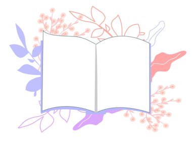 Renkli yapraklı kitabı aç, vektör grafikleri