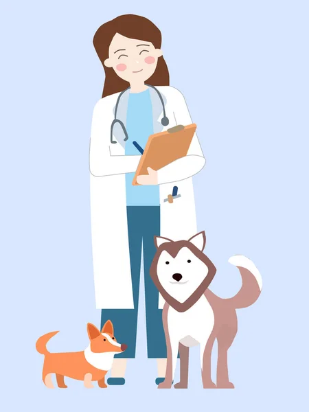 Veterinario Lado Los Animales Pie Una Carta Vectorial — Vector de stock