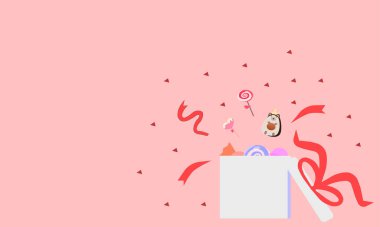 Şeker oyuncakları ve vektör grafikleriyle hediyeyi aç