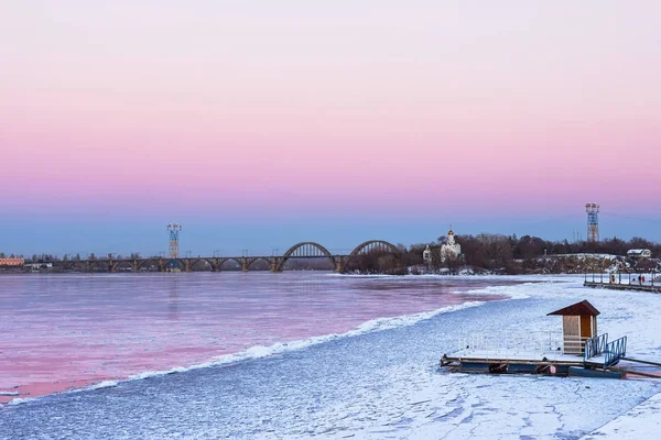 Lenin Embankment Winter City Dnipro Ukraine — Stock Photo, Image