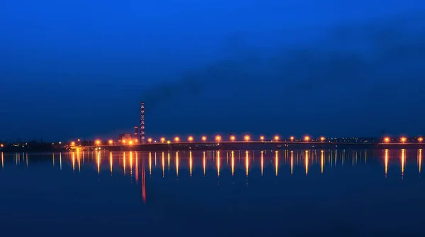 Ponte Sul Cidade Dnepr Vista Usina Térmica Ucrânia — Fotografia de Stock