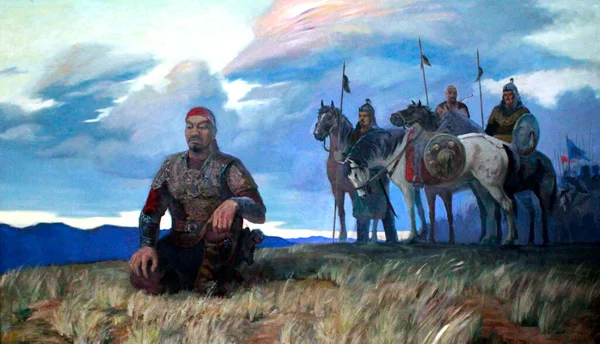 Kırgız halkının kahramanları, anavatanlarının koruyucuları, topraklarına karşı disiplin, anlayış ve sevgi içinde büyümüş olanlar... Bu resim, göçebe halkın tüm cesaretini anlatıyor.