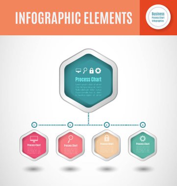 İş süreci grafik infographics. Şirket sunum slayt şablonu. Modern vektör bilgi grafik düzeni tasarımı