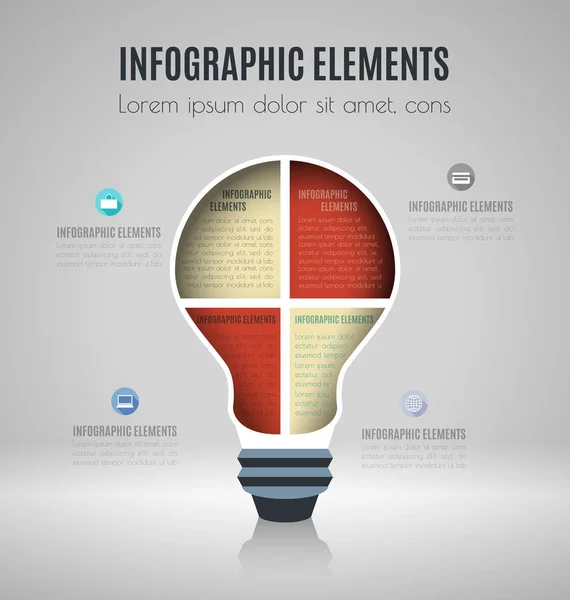 Žárovka Infografiky Šablona Pro Podnikání Vzdělávání Webdesign Bannery Brožury Letáky — Stockový vektor