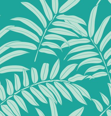 Tropikal palmiye, orman yapraklarının deseni. Vektör çiçek desenli