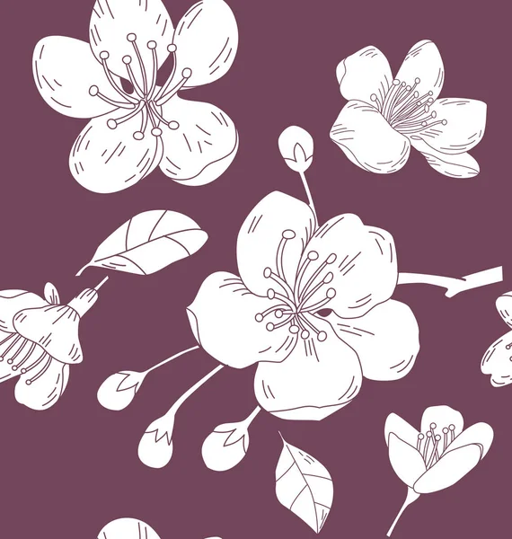 Sakura çiçek çizim ile sorunsuz arka plan.