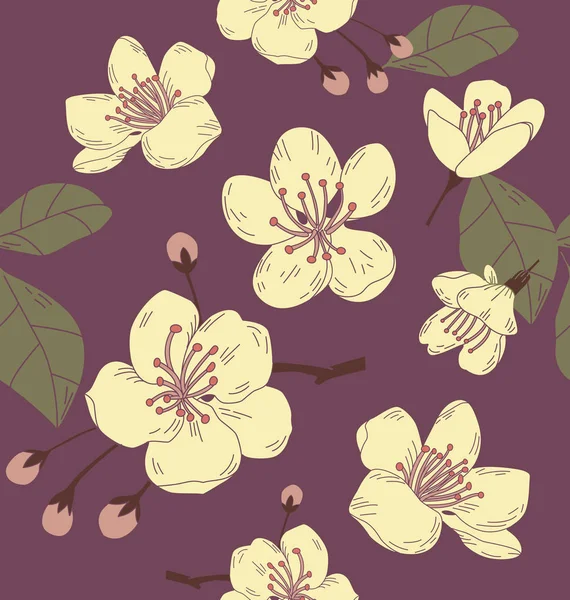 Fond Sans Couture Avec Illustration Fleurs Sakura — Image vectorielle