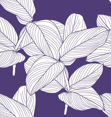 Tropik bitkilerin yaprakları ile illüstrasyon el çekilmiş. 