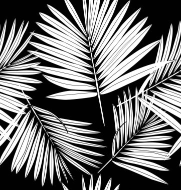 Tropik bitkilerin yaprakları ile illüstrasyon el çekilmiş. 