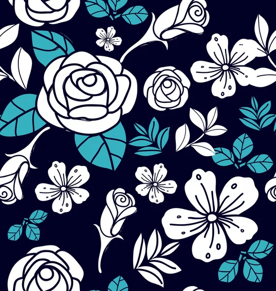 花柄シームレス パターン 植物の壁紙 — ストックベクタ