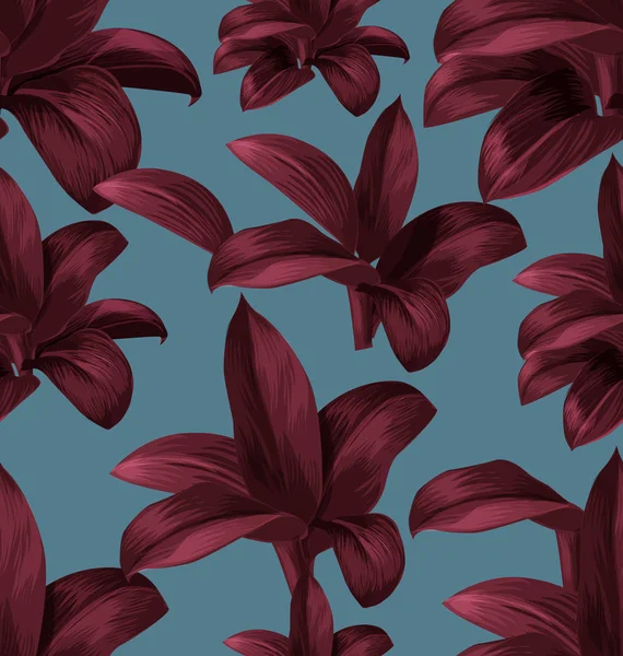 Tropische Bladeren Vector Naadloze Floral Zomer Patroon Achtergrond — Stockvector