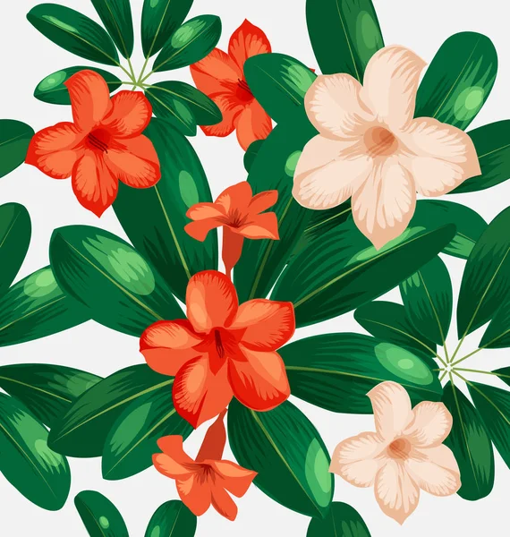 Patrón Floral Inconsútil Con Flores Tropicales Patrón Inconsútil Follaje Estilo — Archivo Imágenes Vectoriales