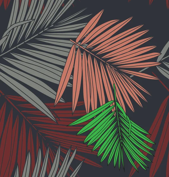 Ilustração Desenhada Mão Com Folhagem Plantas Tropicais — Vetor de Stock