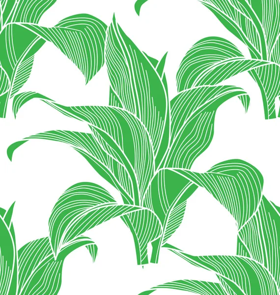Handgezeichnete Illustration Mit Blättern Tropischer Pflanzen — Stockvektor