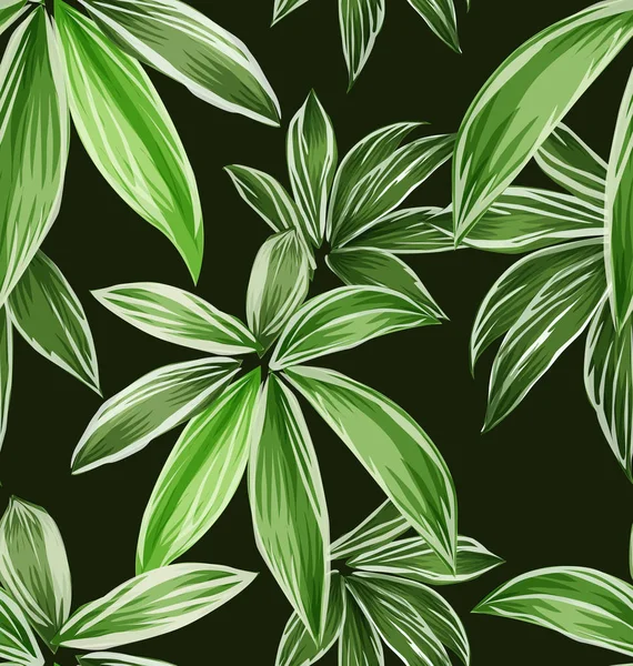 Tropik Bitkilerin Yaprakları Ile Illüstrasyon Çekilmiş — Stok Vektör