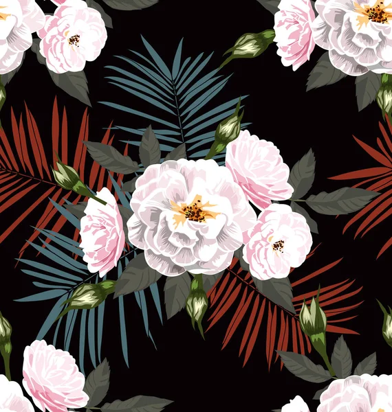 Fleur Rose Motif Sans Couture Vecteur — Image vectorielle