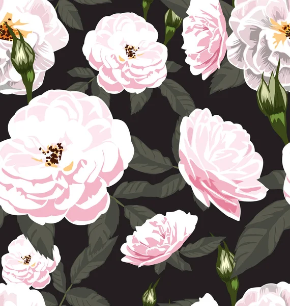 Rosafarbene Blume Nahtloser Mustervektor — Stockvektor