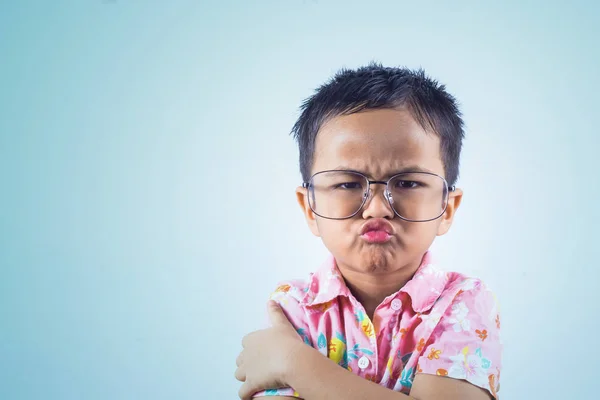 Closeup portrait Angry Asian young  Boy. Negative human emotions, Facial Expression, feeling attitude reaction.