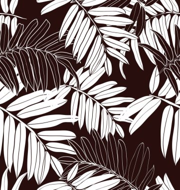 Tropikal palmiye, orman yapraklarının deseni. Vektör çiçek desenli.