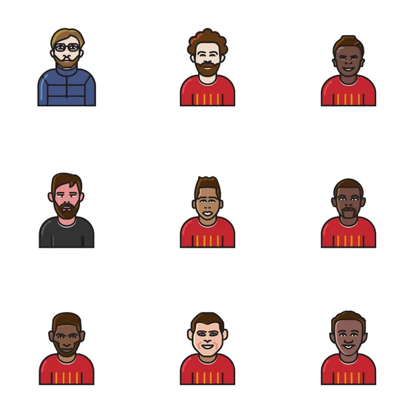 Équipe de football avatar ligne plate icône . — Image vectorielle