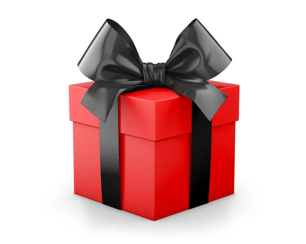 Boîte Cadeau Pour Noël Jour Boîte Ruban Cadeau Noir Rouge — Photo