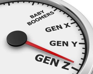 X Jenerasyonu Y Z Hız Ölçer Sözcükler 3d Resim Hazırlama