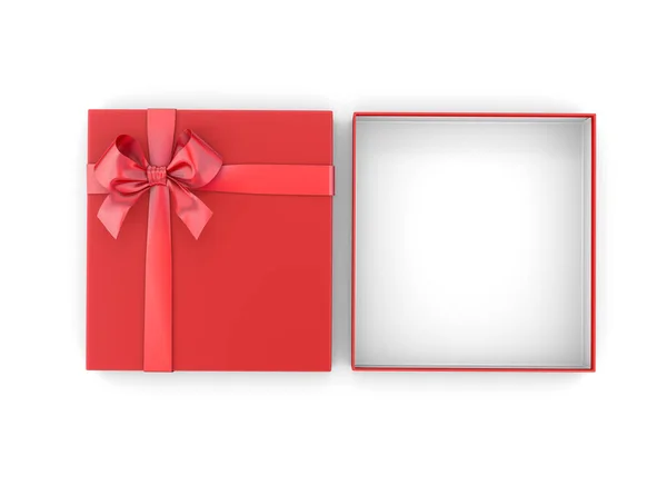 Ajándék Doboz Karácsonyra Újév Napján Nyitott Piros Ajándék Doboz Felső — Stock Fotó