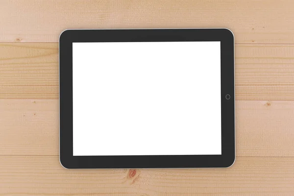 Balck Digitale Tablette Auf Holztisch Rendering — Stockfoto