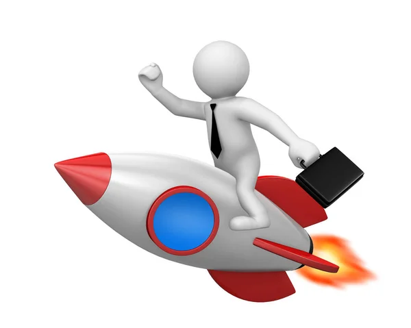Startup Concept Businessman Rocket Strat Symbol Rendering — Stock Photo, Image