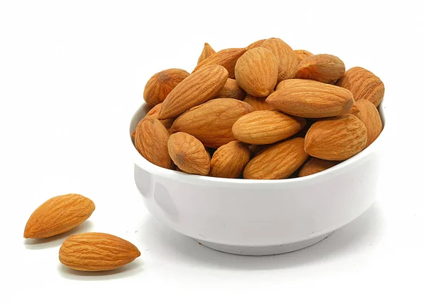 Almonds Isolated White Background — Stock Photo, Image