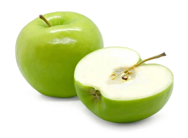 Fresh Green Apple Isolated White Background Clipping Path Included — Stock Photo, Image